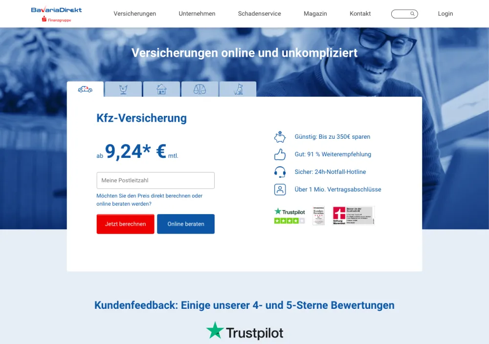 Bavaria Direkt Rechtsschutzversicherung – Webseite (Screenshot Juli 2026)