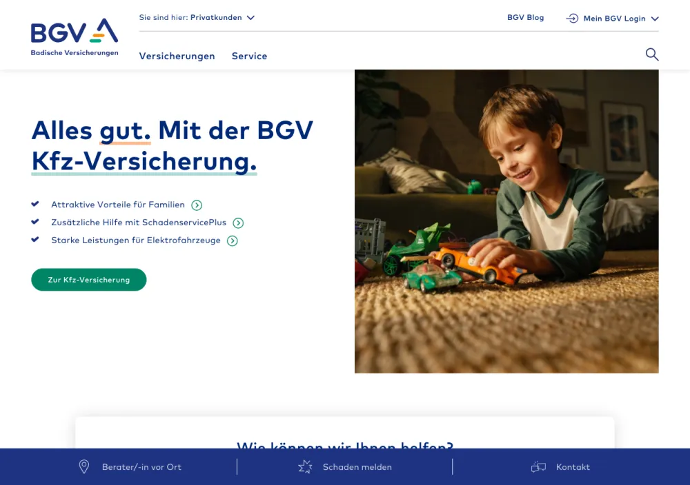 BGV Rechtsschutzversicherung – Webseite (Screenshot Juli 2026)