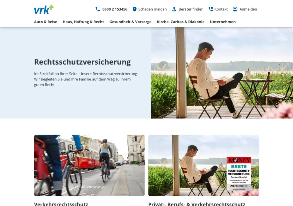 Bruderhilfe Rechtsschutzversicherung â Webseite (Screenshot Juli 2026)