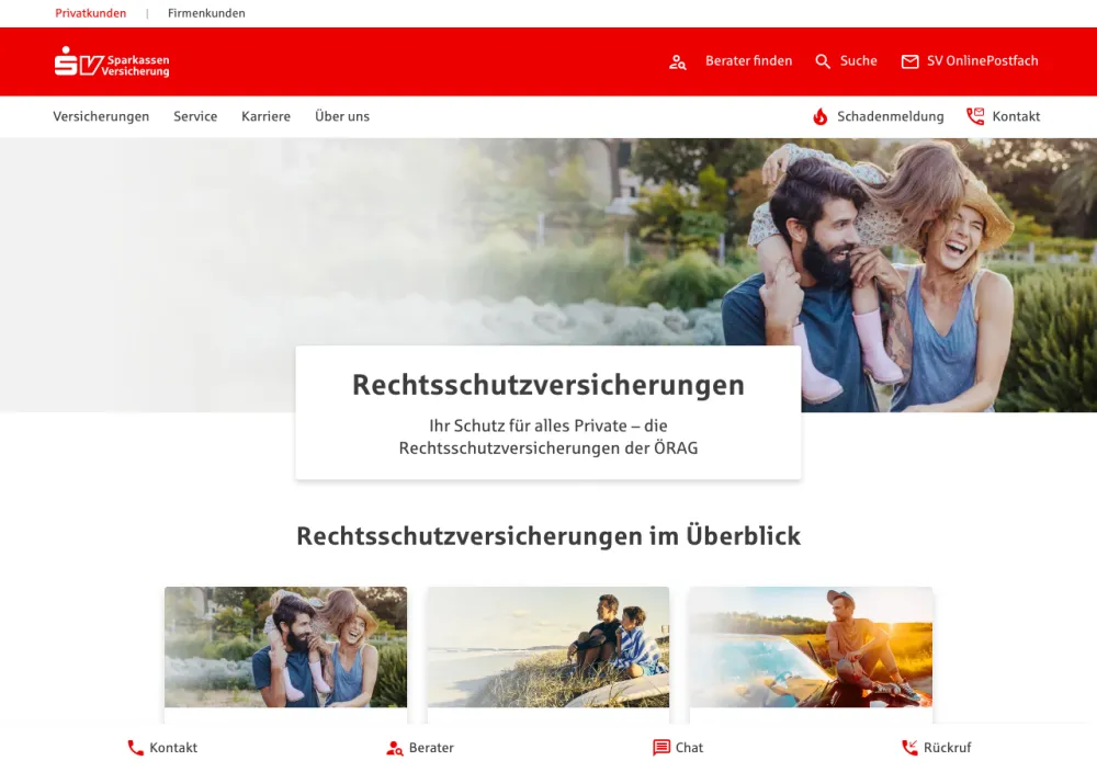 Sparkasse Rechtsschutzversicherung â Webseite (Screenshot Juli 2026)