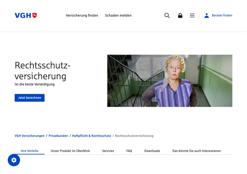 VGH Rechtsschutzversicherung – Webseite (Screenshot Juli 2026)